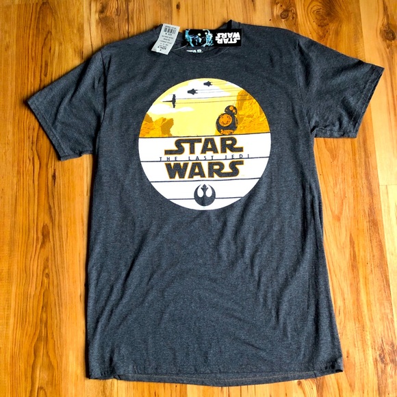 NEW FIFTH SUN STAR WARS Last Jedi BB-8 Tee Gray Medium UNISEX Men’s - Picture 2 of 16